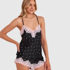 Angelica Hearts Cami - Black