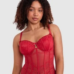 Bethany Underwire Bodysuit - Red -brasnthings shop bethany underwire bodysuit red 01373904 4