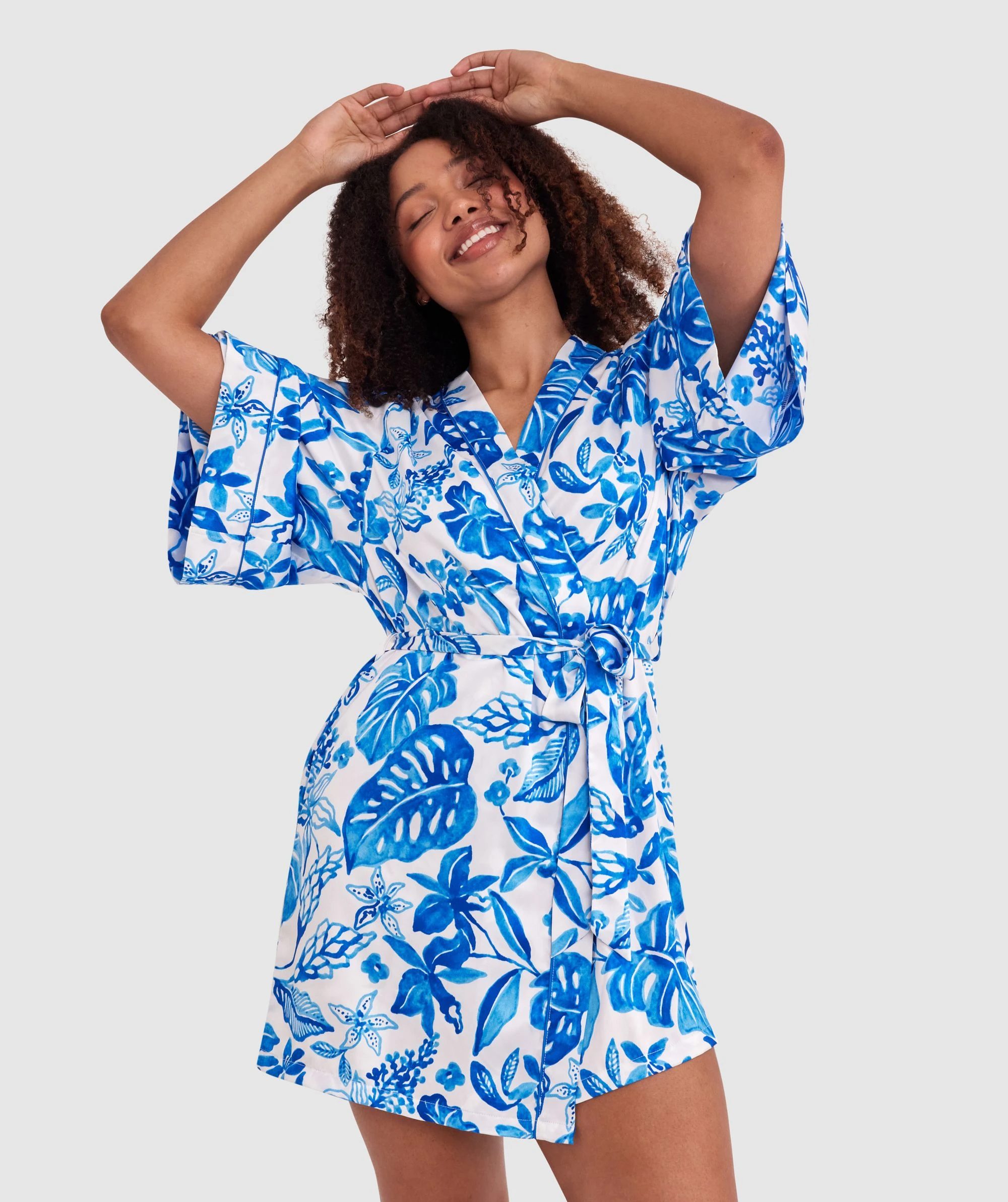 Blue Tropics Short Wrap - Cobalt Blue 2 Blue Tropics Short Wrap - Cobalt Blue - Image 2