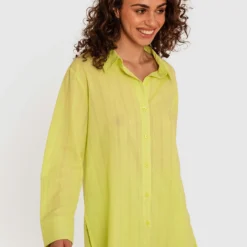 Carissa Long Sleeve Sleep Shirt - Bright Green