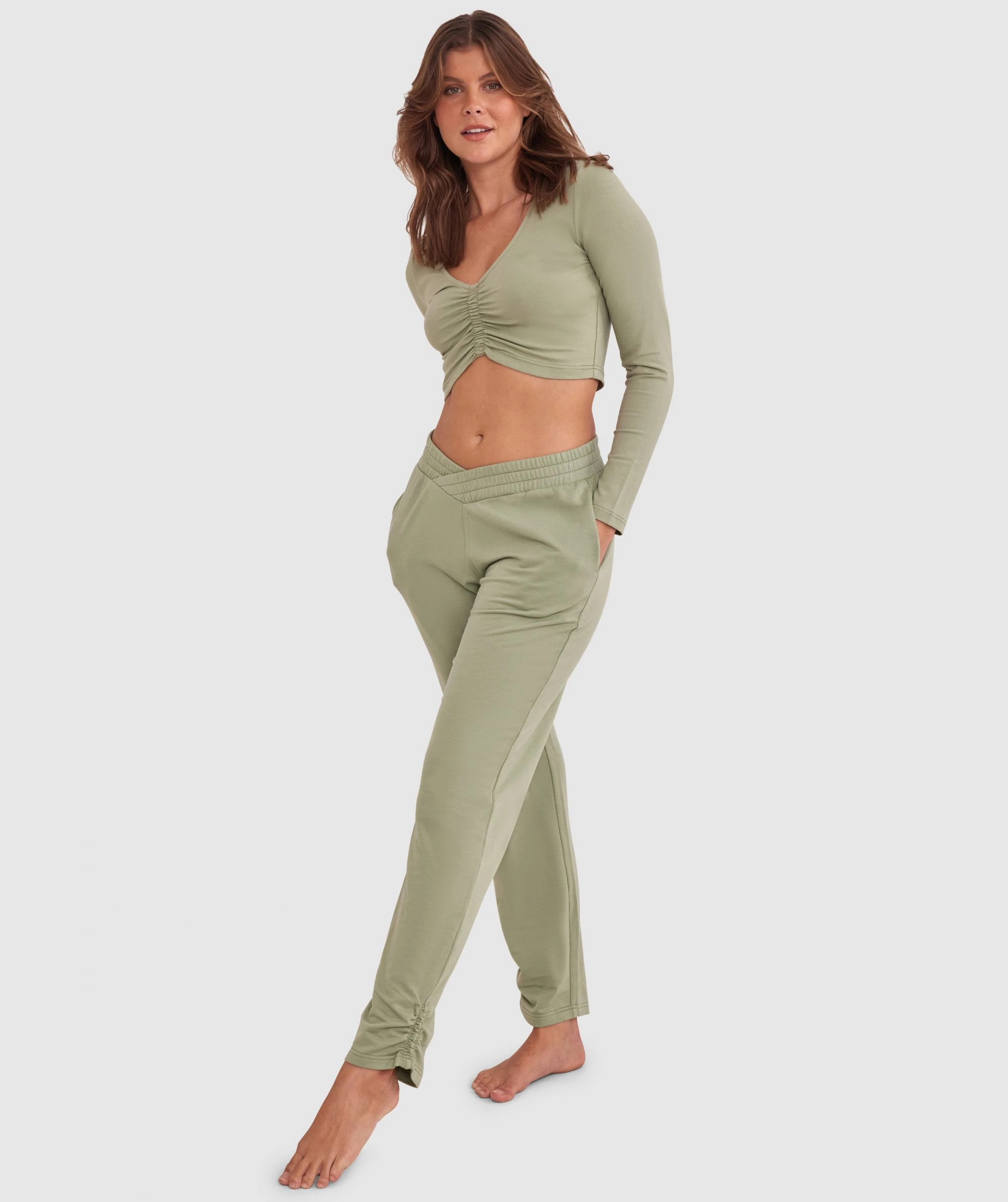 Chill Crop Long Sleeve Shirt - Khaki 3 Chill Crop Long Sleeve Shirt - Khaki - Image 3