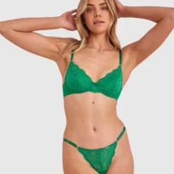 Clara Underwire & Mini V Set - Green -brasnthings shop clara underwire mini v set green 01490401 9