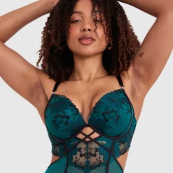 Evie Push Up Bodysuit - Dark Green 9 Evie Push Up Bodysuit - Dark Green -brasnthings shop evie push up bodysuit dark green 01449102 11