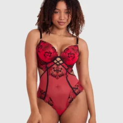 Evie Push Up Bodysuit - Red 9 Evie Push Up Bodysuit - Red -brasnthings shop evie push up bodysuit red 01449101 11