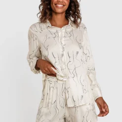 In The Nude Long Sleeve Sleep Shirt - Print