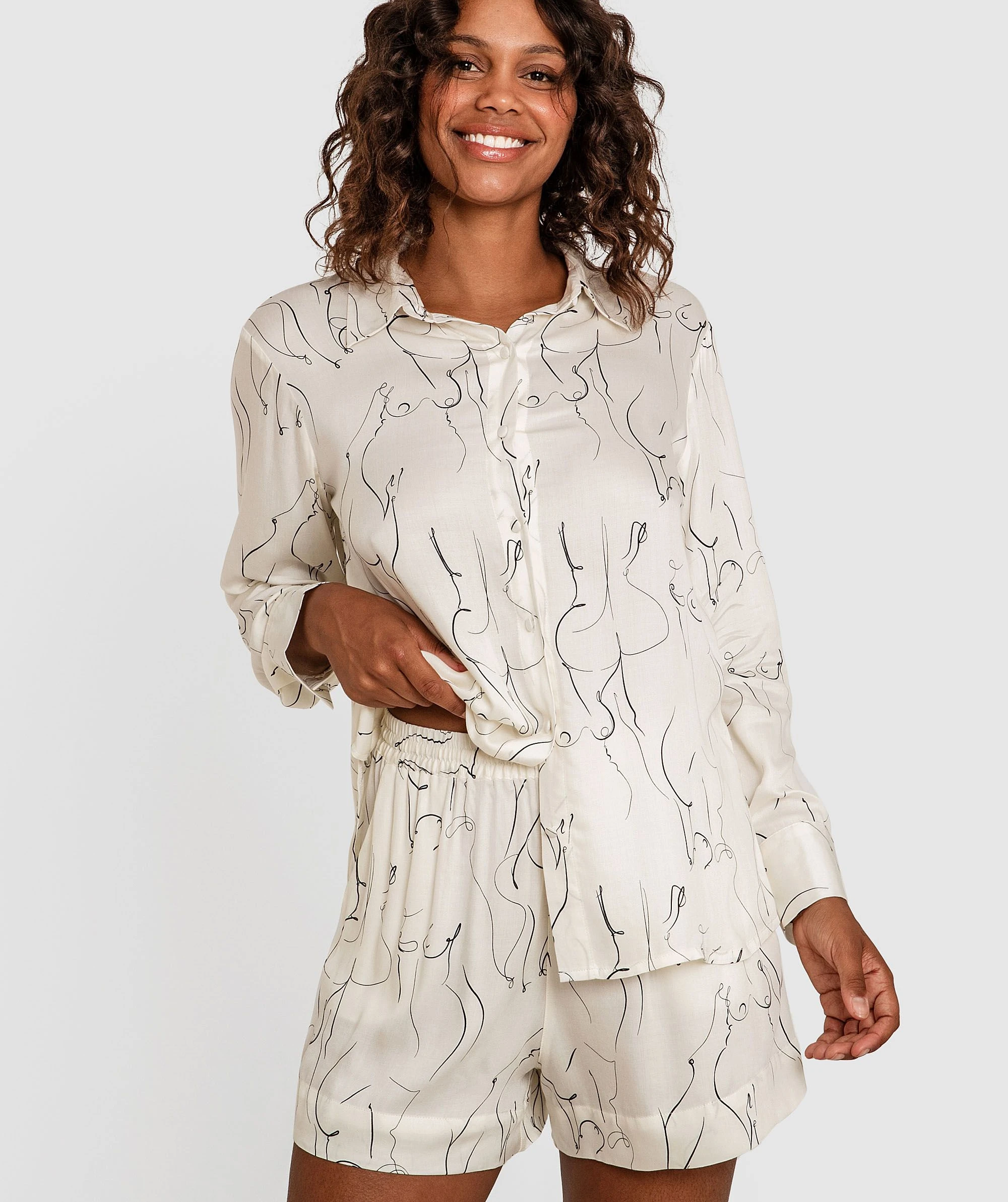In The Nude Long Sleeve Sleep Shirt - Print 1 In The Nude Long Sleeve Sleep Shirt - Print