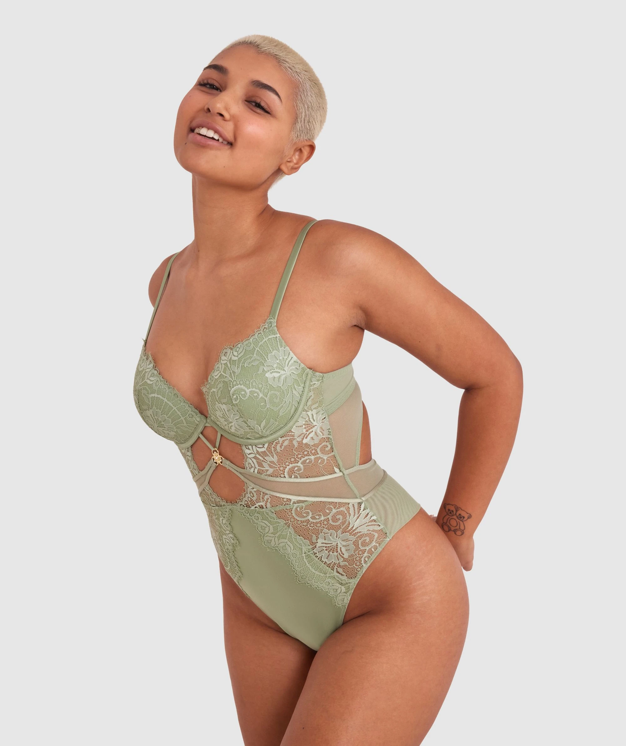 Ingrid Push Up Bodysuit - Khaki 1 Ingrid Push Up Bodysuit - Khaki