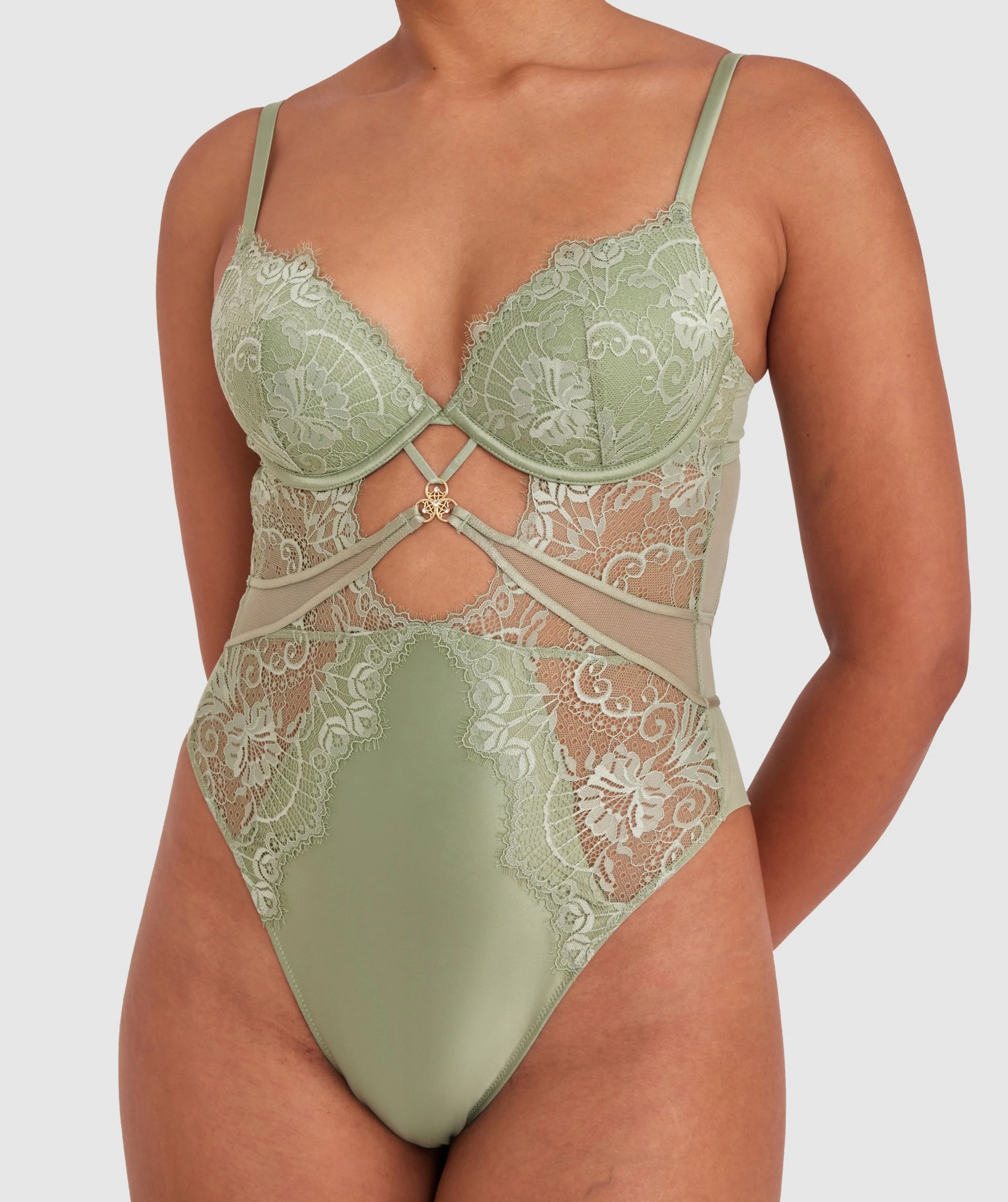 Ingrid Push Up Bodysuit - Khaki 3 Ingrid Push Up Bodysuit - Khaki - Image 3