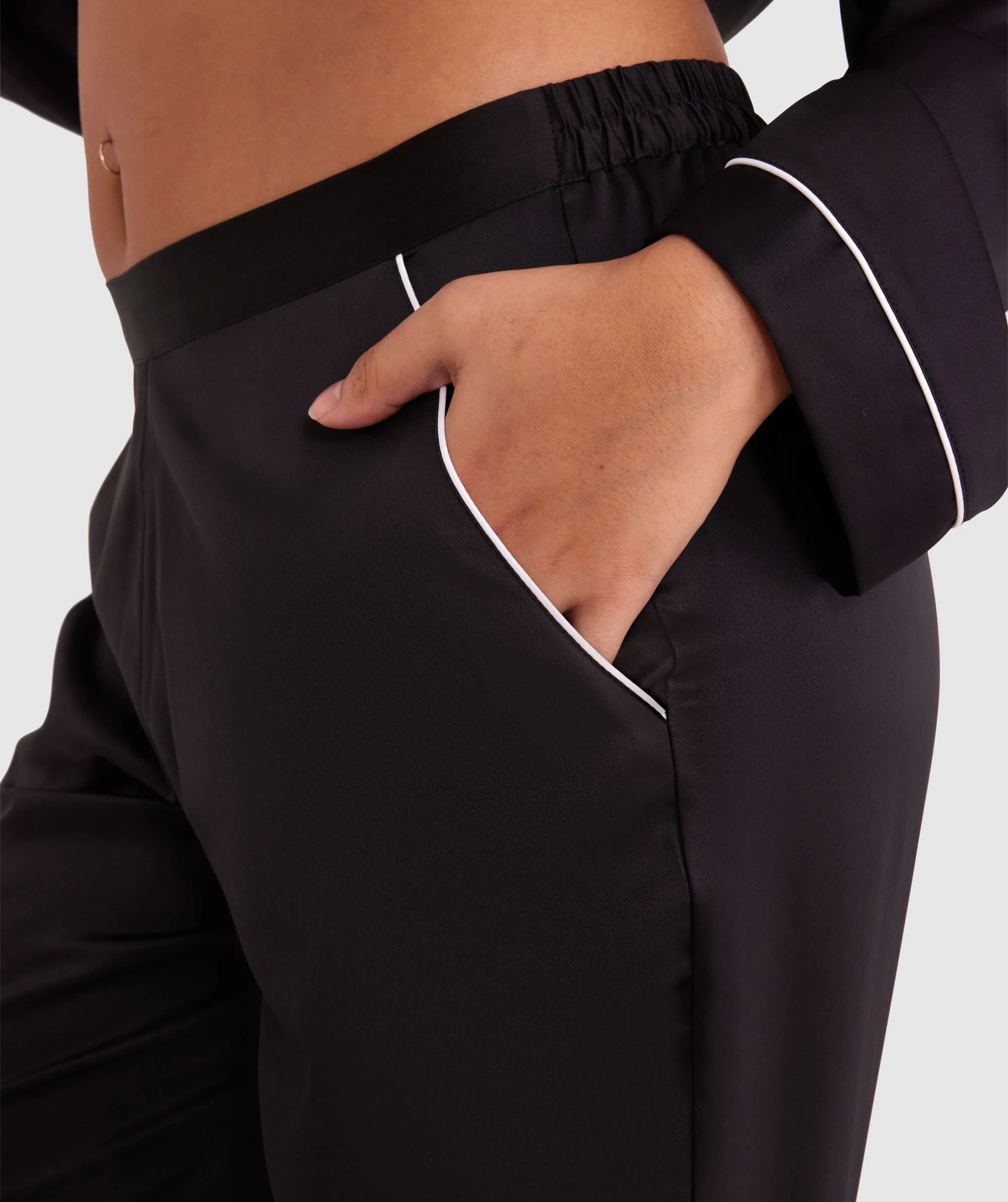 Liquid Satin Long Pant - Black 3 Liquid Satin Long Pant - Black - Image 3