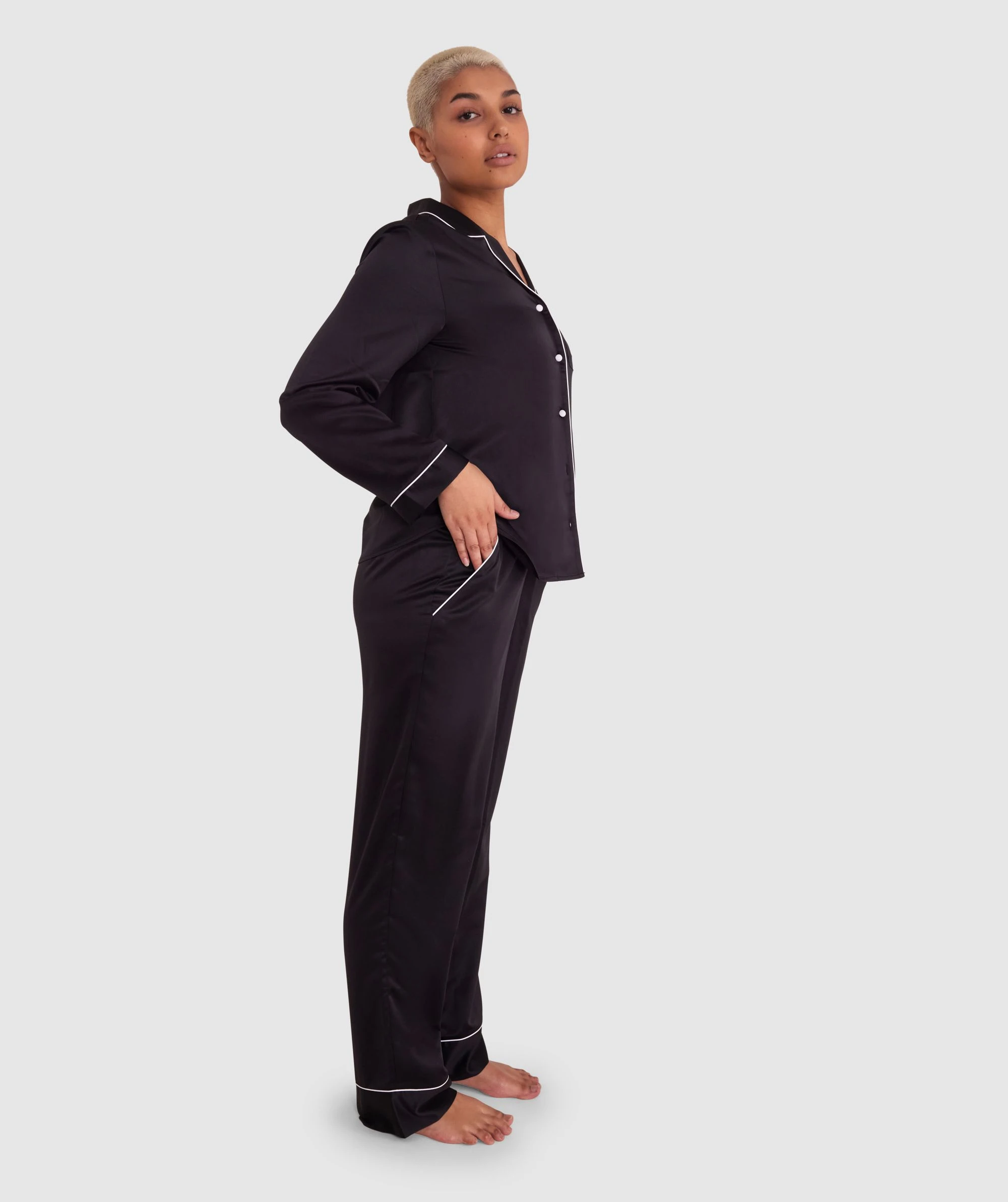 Liquid Satin Long Pant - Black 4 Liquid Satin Long Pant - Black - Image 4