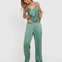 Liquid Satin Long Pant - Green -brasnthings shop liquid satin long pant green 01344805 4