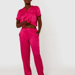 Liquid Satin Long Pant - Magenta -brasnthings shop liquid satin long pant magenta 01344803 8