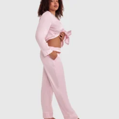 Liquid Satin Long Pants - Light Pink -brasnthings shop liquid satin long pants light pink 01344801 5