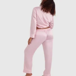 Liquid Satin Long Pants - Light Pink -brasnthings shop liquid satin long pants light pink 01344801 6