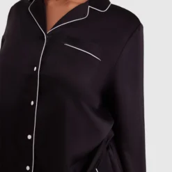 Liquid Satin Long Sleeve Shirt - Black 8 Liquid Satin Long Sleeve Shirt - Black -brasnthings shop liquid satin long sleeve shirt black 01344604 14