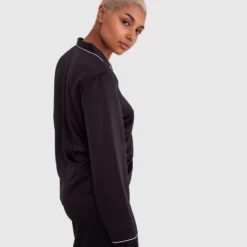 Liquid Satin Long Sleeve Shirt - Black 9 Liquid Satin Long Sleeve Shirt - Black -brasnthings shop liquid satin long sleeve shirt black 01344604 16