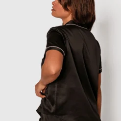 Liquid Satin Short Sleeve - Black