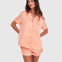Liquid Satin Short Sleeve - Light Coral
