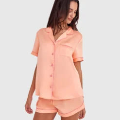 Liquid Satin Short Sleeve - Light Coral -brasnthings shop liquid satin short sleeve light coral 01324510 3