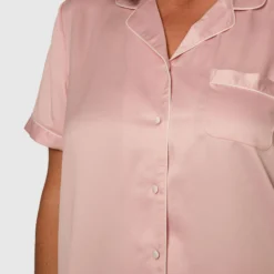 Liquid Satin Short Sleeve Top - Light Pink -brasnthings shop liquid satin short sleeve top light pink 01324502 3