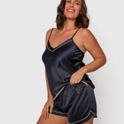 Liquid Satin Shorts - Navy -brasnthings shop liquid satin shorts navy 00634508 8