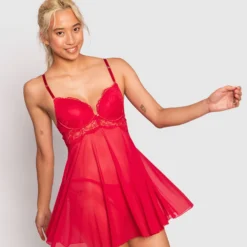 Nicolette Push Up Babydoll - Red