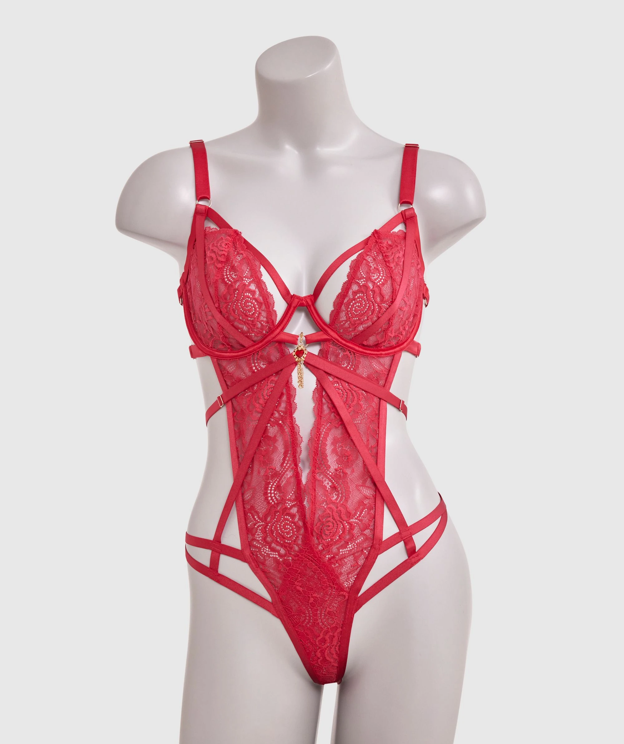 Night Games Bleeding Hearts Bedroom Bodysuit - Red 4 Night Games Bleeding Hearts Bedroom Bodysuit - Red - Image 4
