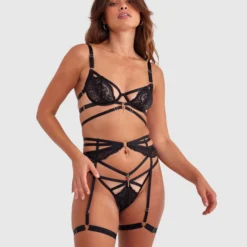 Night Games Bleeding Hearts Suspender - Black -brasnthings shop night games bleeding hearts suspender black 01468502 5