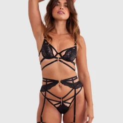 Night Games Bleeding Hearts Suspender - Black