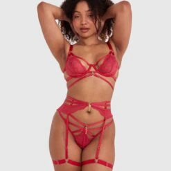 Night Games Bleeding Hearts Suspender - Red -brasnthings shop night games bleeding hearts suspender red 01468501 6