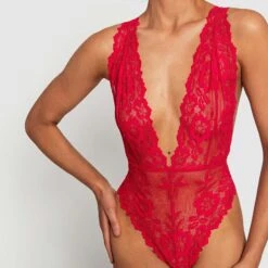 Night Games Entice Plunge Bodysuit - Red -brasnthings shop night games entice plunge bodysuit red 01249501 8