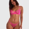 Night Games Night Lights Underwire & Mini V Set - Hot Pink