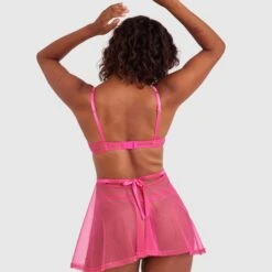 Night Games Prom Queen Babydoll & Mini V Set - Pink -brasnthings shop night games prom queen babydoll mini v set pink 01488301 3