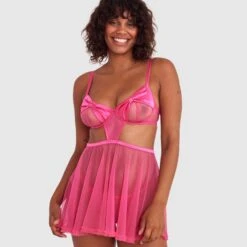 Night Games Prom Queen Babydoll & Mini V Set - Pink -brasnthings shop night games prom queen babydoll mini v set pink 01488301 4