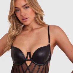 Night Games Simply Sexy Push Up Bodysuit - Black