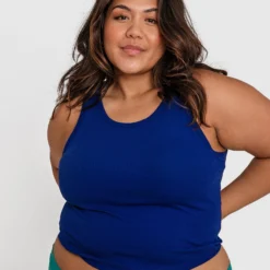 Rib Tank With Shelf Bra - Navy