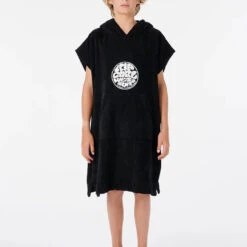 RIP CURL HOODED TOWEL BOYS BLACK 8-16 YEARS