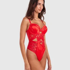 Vamp Don't You Dare Push Up Bodysuit - Red -brasnthings shop vamp don t you dare push up bodysuit red 01486301 2