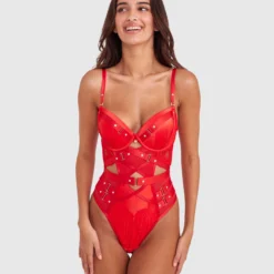 Vamp Don't You Dare Push Up Bodysuit - Red -brasnthings shop vamp don t you dare push up bodysuit red 01486301 4